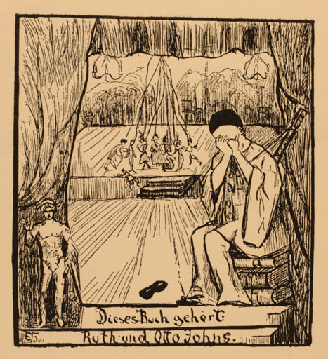 Exlibris by ? Unbekannt from Unknown for Ruth und Otto Johns - Theater/Cirkus 