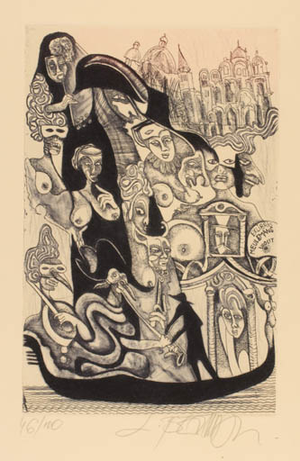 Exlibris by Leo Bednarik from Slovak Republic for Meulemans Wout - City 