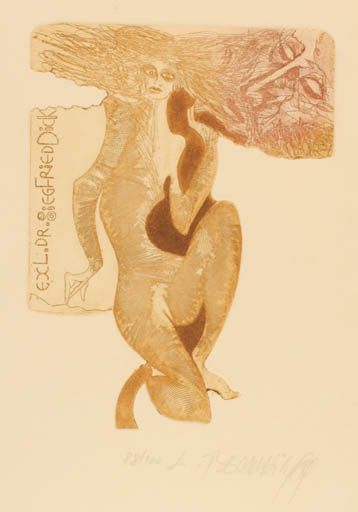 Exlibris by Leo Bednarik from Slovak Republic for Dr, Eg Frieddick - 