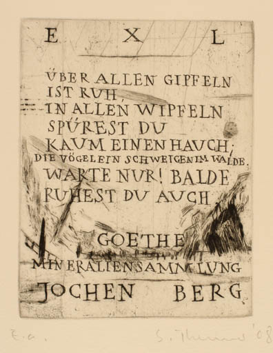 Exlibris by Susanne Theumer from Germany for Jochen Berg - Text/Writing 