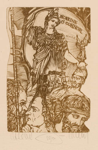 Exlibris by Pavel Hlavaty from Czechoslovakia for Noeline O ´Conner - Classical antiquity Group 