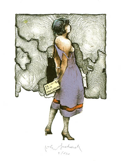 Exlibris by Vladimir Suchanek from Czechoslovakia for Erik Skjoldborg - Woman 