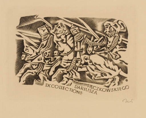Exlibris by Wojciech Jakubowski from Poland for Dariusza Paczkowski - Horseman/Rider 