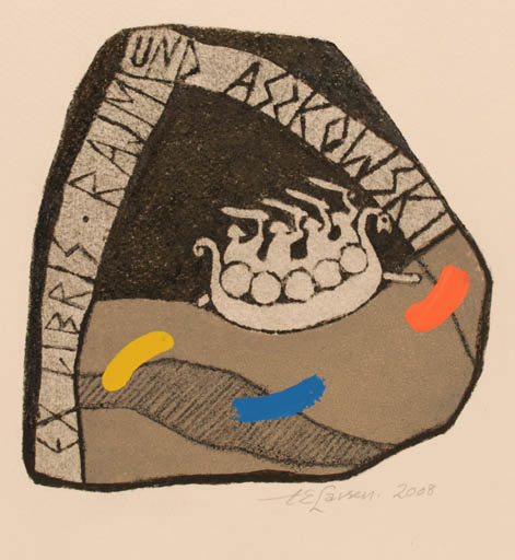 Exlibris by Torill  Elisabeth Larsen from Norway for Rajmund Aszkowski - Ship/Boat Viking 