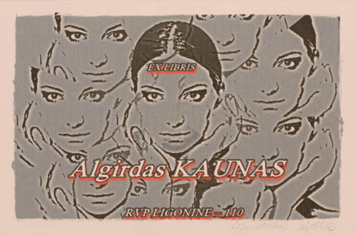 Exlibris by Agnieszka Lipska from Poland for Algirdas Kaunas - Portrait 