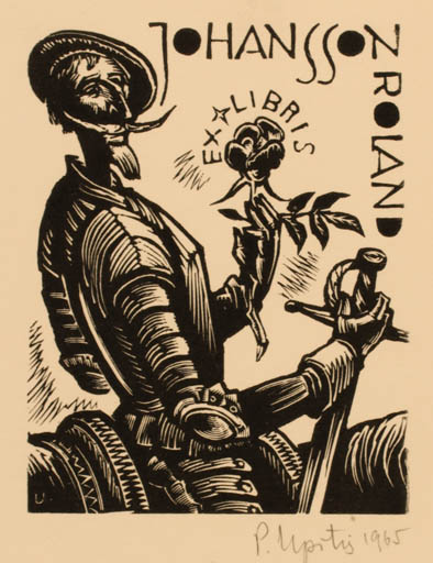 Exlibris by Peteris Upitis from Latvia for Roland Johannson - Don Quijote 