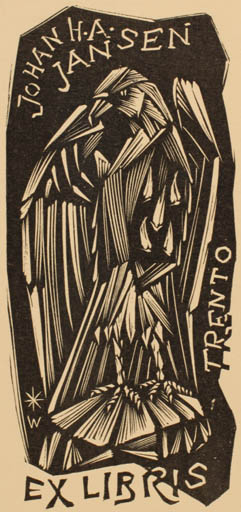 Exlibris by Remo Wolf from Italy for Johan H. A. Jansen - Bird 