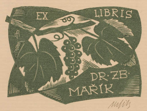 Exlibris by Dr. Otakar Marik from Czechoslovakia for Zbynek Marik - Fruit Wine 