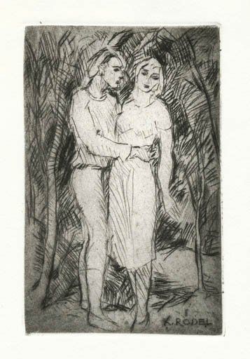 Exlibris by Rudolf Koch from Germany for Klaus Rödel - Literature Couple 