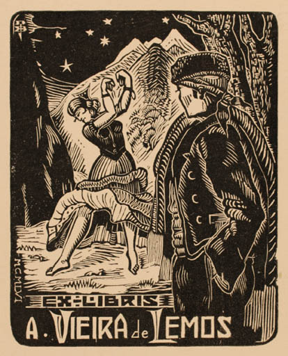 Exlibris by Rene Barande from France for Antero Viera De Lemos - Dancing 