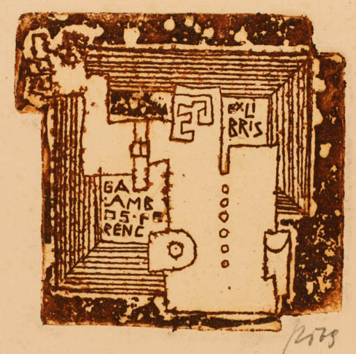 Exlibris by Vincas Kisarauskas from Lithuania for Galambos Ferenc - Abstract 