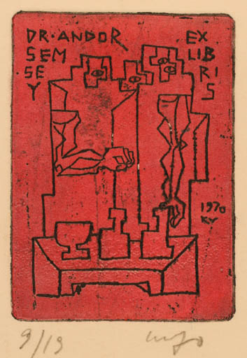 Exlibris by Vincas Kisarauskas from Lithuania for Dr. Andor Semsey - Abstract 