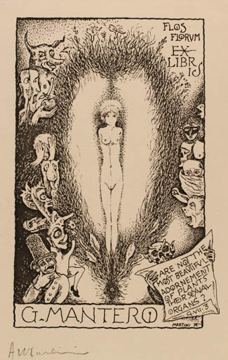 Exlibris by Alberto Martini from Italy for Gianni Mantero - Erotica 