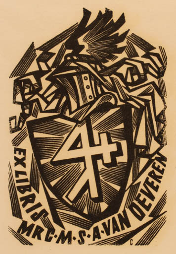 Exlibris by Vojtech Cinybulk from Czechoslovakia for Dr. C.M.S.A. Van Deveren - Heraldry 
