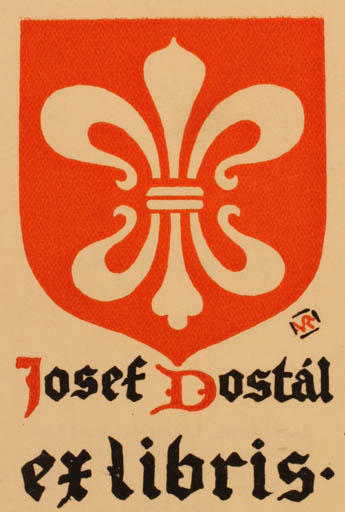 Exlibris by Vaclav Rytir from Czechoslovakia for Josef Dostál - Flower Flora Heraldry 