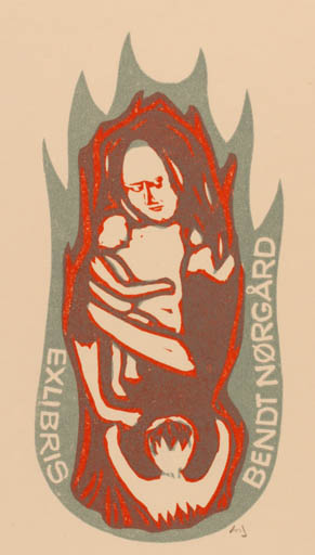 Exlibris by Chr. W. Bauditz from Denmark for Bendt Nørgård - Child Woman 