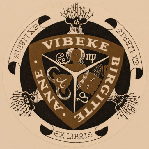 Exlibris by Christian Blæsbjerg from Denmark for Birgitte & Anna Vibeke - Cosmos 