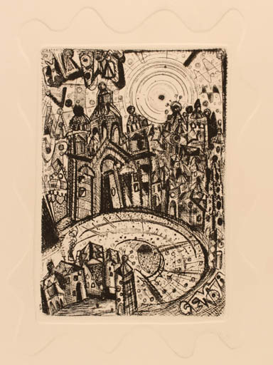 Exlibris by Fulvio Ioan from Italy for Vittorio Laura - City 