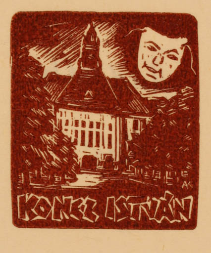Exlibris by Kàroly Andrusko from Yugoslavia for Konez Istvan - Architecture 