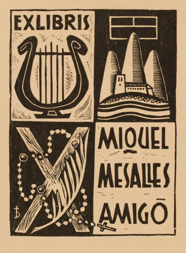 Exlibris by Oriol M. Divi from Spain for Miquel mesalles Amigo - 