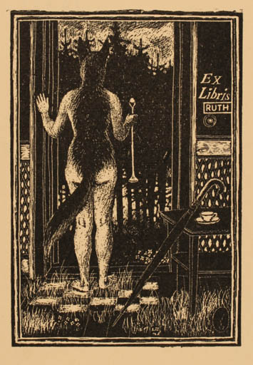 Exlibris by Thomas Arnel from Denmark for ? Ruth - Surrealism 
