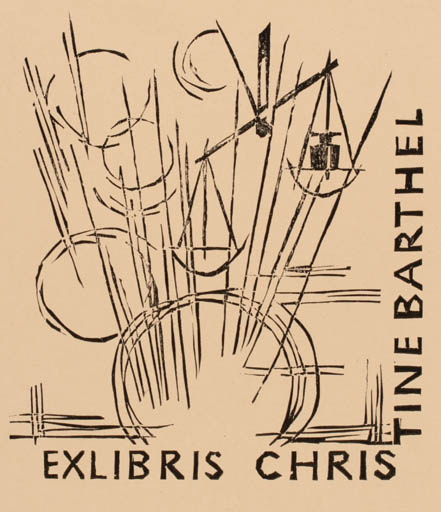 Exlibris by Ullrich Bewersdorff from Germany for Tine, Chris Barthel - Working 