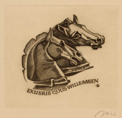 Exlibris by Wojciech Jakubowski from Poland for Guus Willemsen - Horse 
