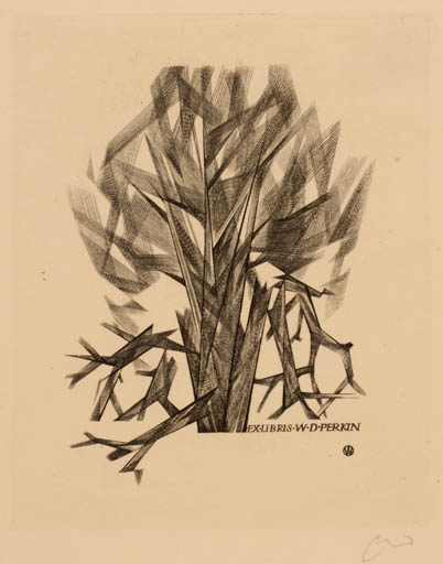 Exlibris by Wojciech Jakubowski from Poland for W. D. Perkin - Tree 