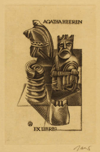 Exlibris by Wojciech Jakubowski from Poland for Agatha Heeren - Sport/game 