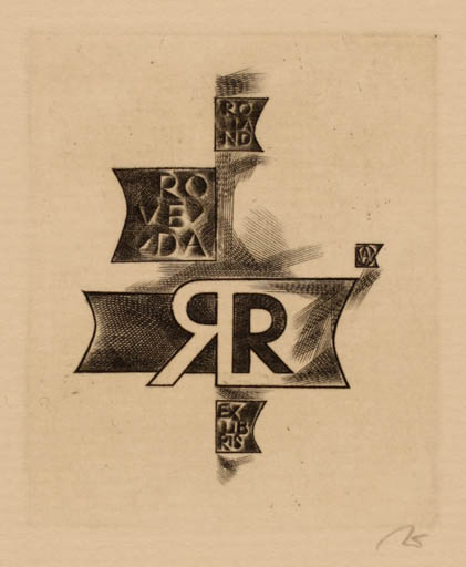 Exlibris by Wojciech Jakubowski from Poland for Roland Roveda - Monogram 