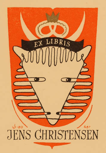 Exlibris by Christian Blæsbjerg from Denmark for Jens Christensen - 