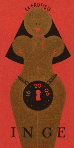 Exlibris by Christian Blæsbjerg from Denmark for ? Inge - Erotica Ex Erotica 