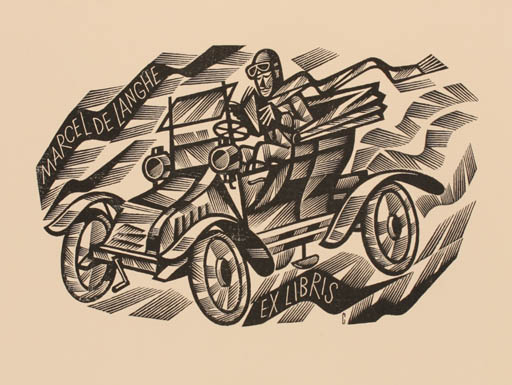 Exlibris by Vojtech Cinybulk from Czech Republic for Marcel De Langhe - Car 