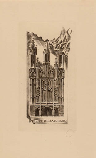 Exlibris by Wojciech Jakubowski from Poland for Teresa Burhardt - Church 