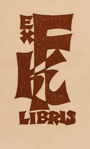 Exlibris by Rudolf Koch from Germany for F K - Monogram 