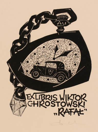 Exlibris by Zbigniew Dolatowski from Poland for Wiktor Chrostowski - Car 