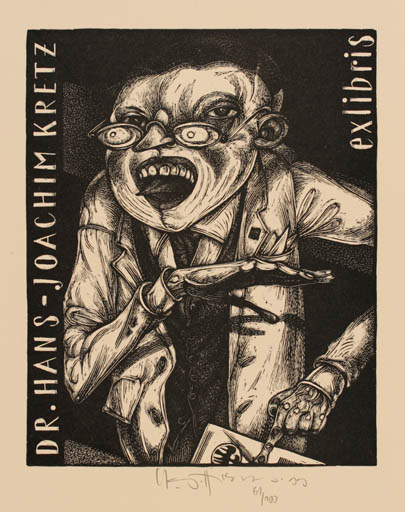 Exlibris by Karl Georg Hirsch from Germany for Dr. Hans-Joachim Kretz - Man 