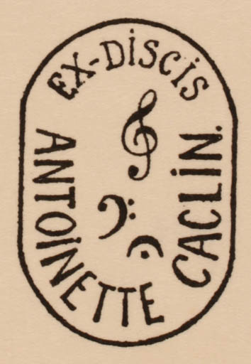 Exlibris by Antoinette Caclin from France for Elisabeth Caclin - Music 