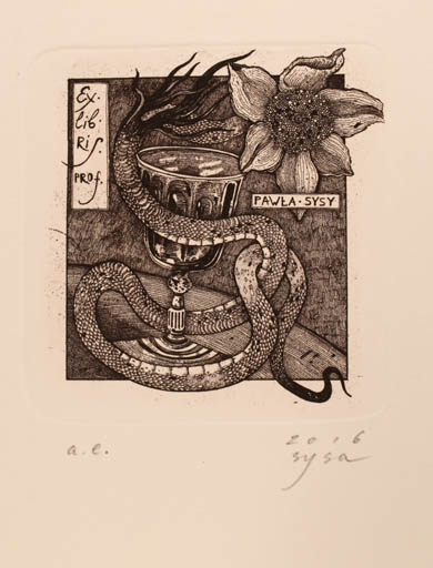 Exlibris by Oleksandra Sysa from Ukraine for Pawla Sysa - Flower Wine 