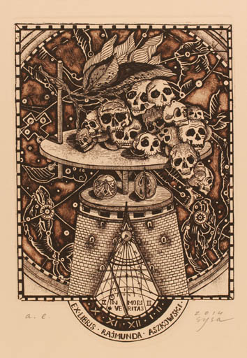 Exlibris by Oleksandra Sysa from Ukraine for Rajmunda Aszkowski - Death 