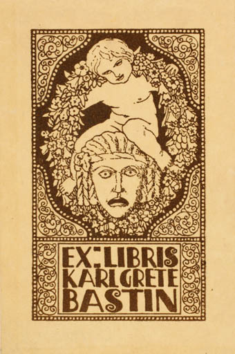 Exlibris by ? Unbekannt from Czech Republic for Karl + Grete Bastin - Child Flora Jugend Theater/Cirkus 
