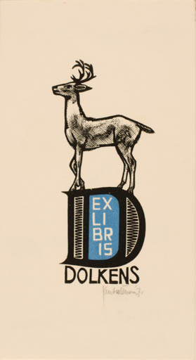 Exlibris by Jan Battermann from Netherland for A. Dolkens - Fauna 