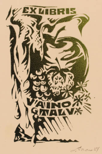 Exlibris by Leida Soom from Estonia for Väino Talv - 