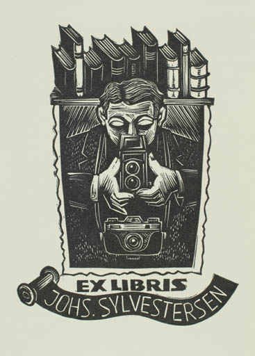 Exlibris by Jerzy Druzrycki from Poland for Johs. Sylvestersen - Book Photography Man Technology 