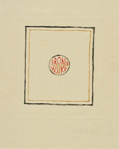 Exlibris by Janusz Halicki from Poland for Bronie Wisiki - Text/Writing 