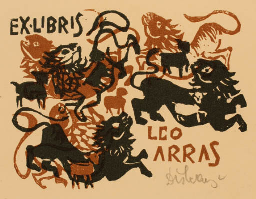 Exlibris by Lenke Diskay from Hungary for Leo Arras - Fauna 