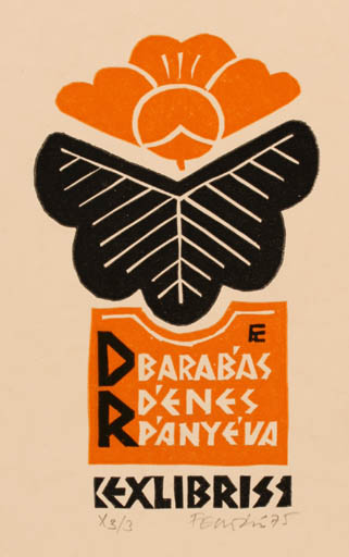 Exlibris by Ladislav Feszt from Romania for Dr. Denes Barabas - Abstract 