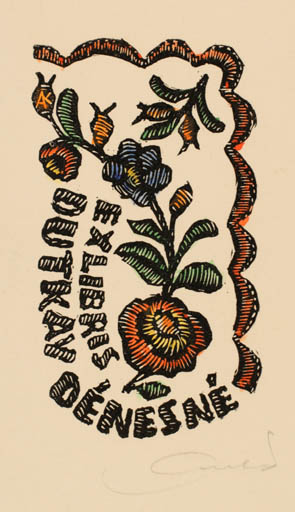 Exlibris by Kàroly Andrusko from Yugoslavia for Denesne Dutkay - Flower Flora 