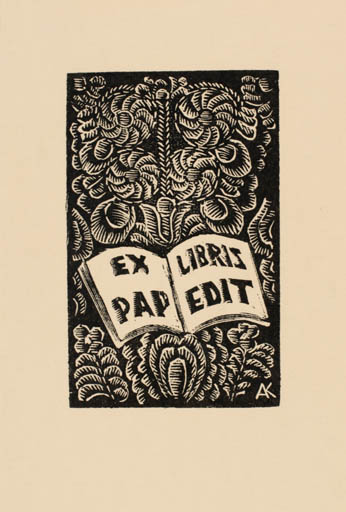 Exlibris by Kàroly Andrusko from Yugoslavia for Edit Pap - Book Flora 
