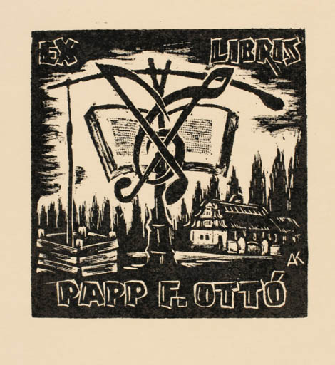 Exlibris by Kàroly Andrusko from Yugoslavia for F. Otto Papp - 